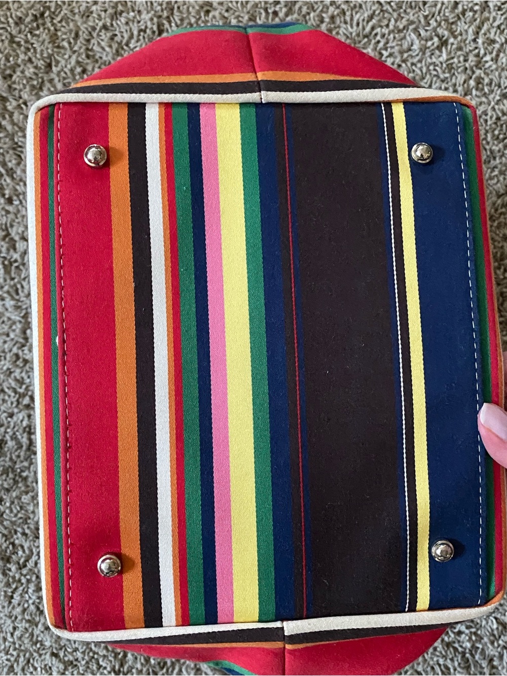 kate spade Red Navy Multicolor Striped Canvas Tote - Picture 6 of 7